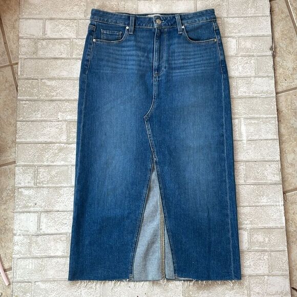 Paige jean meadow midi skirt raw hem - Picture 2 of 9